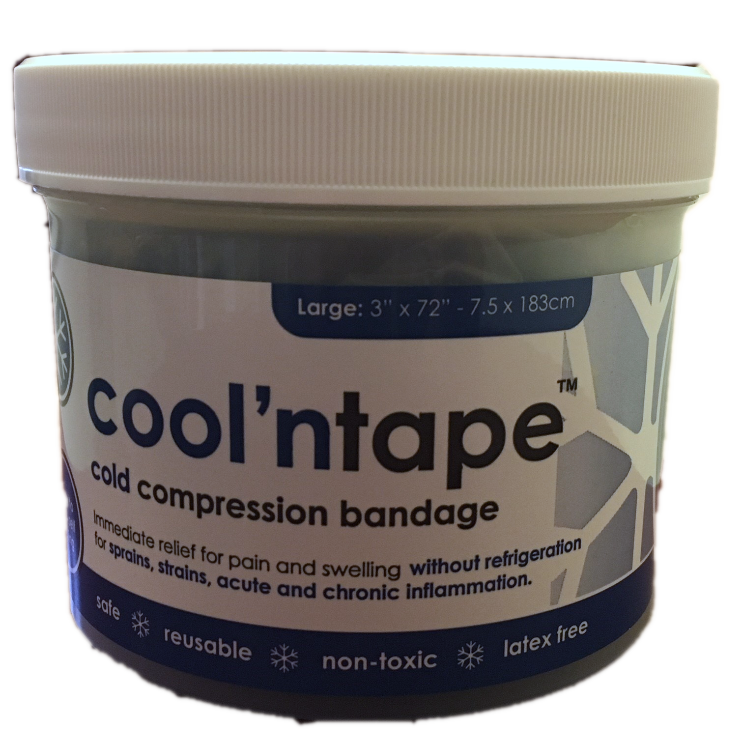 Cold Tape Stor 7,5 cm * 183 cmGenanvendelig Gel Tape i bøtte)